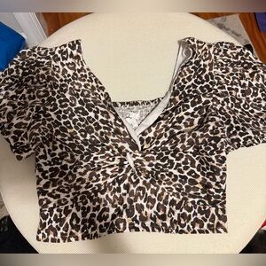 Japna Leopard Print Twist Crop Top